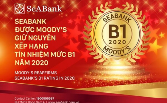 SeABank được Moody’s giữ nguyên xếp hạng tín nhiệm B1