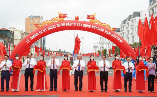 Thủ tướng dự Lễ thông xe kỹ thuật Dự án nút giao Nam Cầu Bính, Hải Phòng
