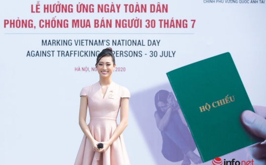 Hoa hậu Lương Thùy Linh truyền thông điệp phòng, chống mua bán người