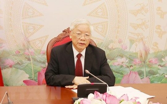 Tổng Bí thư, Chủ tịch nước Nguyễn Phú Trọng điện đàm với Tổng Bí thư, Chủ tịch nước Lào