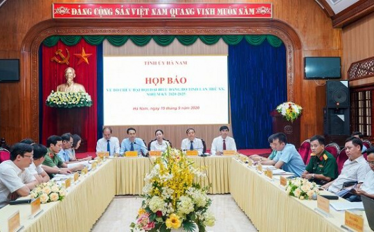 Đại hội Đảng bộ tỉnh Hà Nam lần thứ XX diễn ra từ ngày 20 đến 22-9