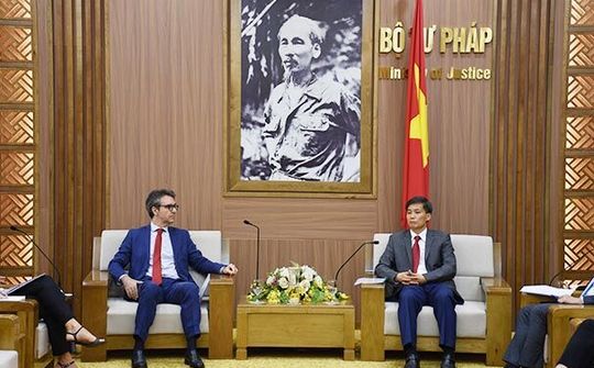 Bộ Tư pháp tiếp Đại sứ - Trưởng Phái đoàn liên minh Châu Âu tại Việt Nam