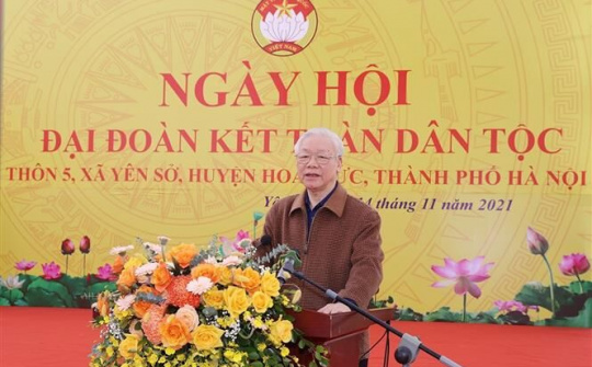 Tổng Bí thư dự Ngày hội Đại đoàn kết toàn dân tộc tại xã Yên Sở