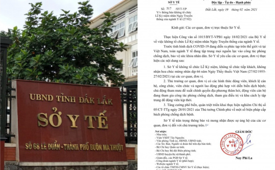 Ngành Y tế không tổ chức kỷ niệm ngày Thầy thuốc Việt Nam để tập trung chống dịch