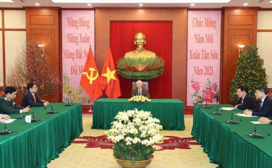 Tổng Bí thư, Chủ tịch nước Nguyễn Phú Trọng điện đàm với Chủ tịch Đảng nước Nga Thống nhất