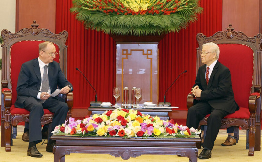 Tổng Bí thư, Chủ tịch nước Nguyễn Phú Trọng; Thủ tướng Nguyễn Xuân Phúc tiếp Thư ký Hội đồng An ninh Liên bang Nga