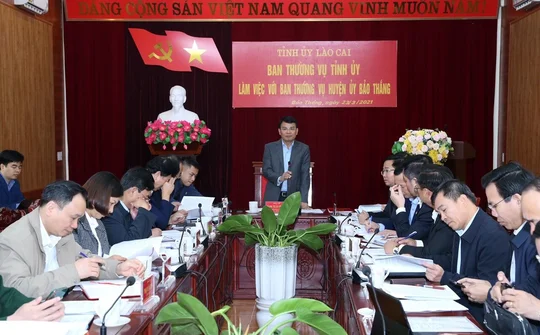 Ban Thường vụ Tỉnh ủy Lào Cai làm việc với Ban Thường vụ Huyện ủy Bảo Thắng