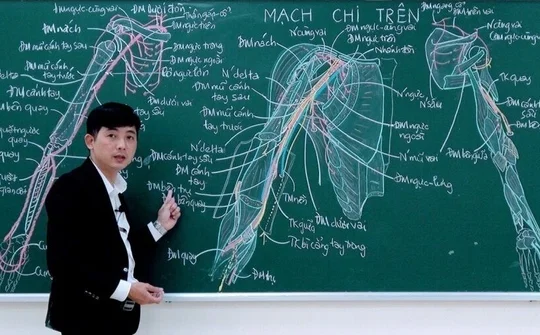 Thầy giáo giải phẫu lên lớp chỉ với… hộp phấn màu