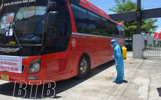 Thái Bình: Tiếp nhận 204 công nhân lao động từ Bắc Giang về cách ly tập trung