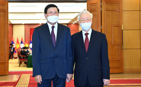 Tổng Bí thư Nguyễn Phú Trọng hội đàm với Tổng Bí thư, Chủ tịch nước Lào Thongloun Sisoulith