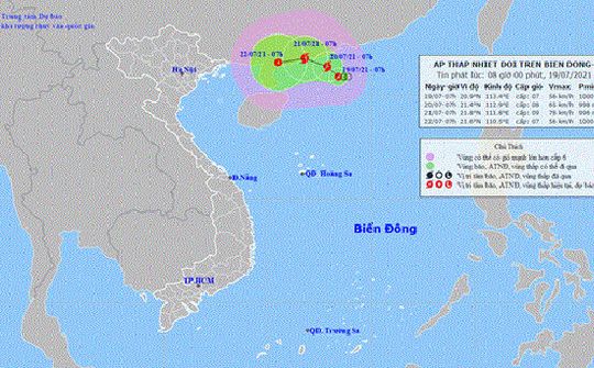 Ngày 19/7: Áp thấp nhiệt đới có khả năng mạnh lên thành bão