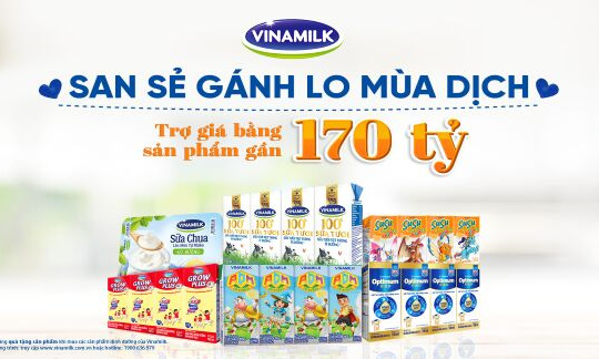 Vinamilk san sẻ khó khăn mùa dịch với chương trình hỗ trợ cho người tiêu dùng, tổng giá trị lên đến gần 170 tỷ đồng