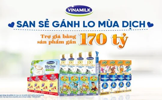 Vinamilk san sẻ khó khăn mùa dịch với chương trình hỗ trợ cho người tiêu dùng, tổng giá trị lên đến gần 170 tỷ đồng
