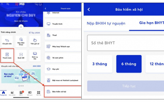 Hướng dẫn đóng tiếp BHXH tự nguyện, gia hạn thẻ BHYT trực tuyến