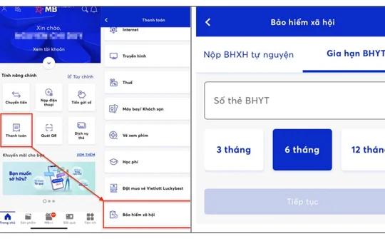 Hướng dẫn đóng tiếp BHXH tự nguyện, gia hạn thẻ BHYT trực tuyến