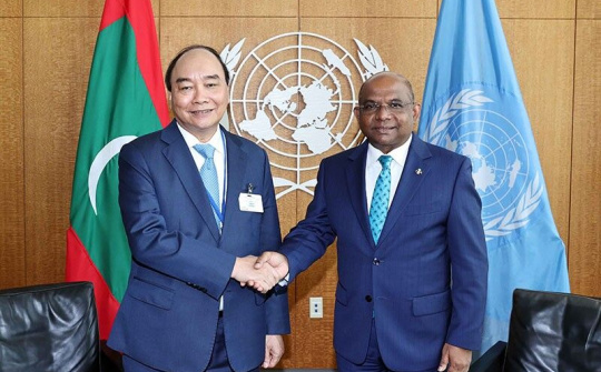 Chủ tịch nước Nguyễn Xuân Phúc hội kiến Chủ tịch Đại hội đồng và Tổng thư ký Liên hợp quốc