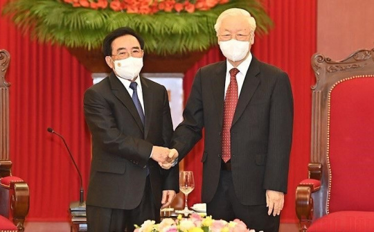 Tổng Bí thư Nguyễn Phú Trọng tiếp Thủ tướng Lào Phankham Viphavanh