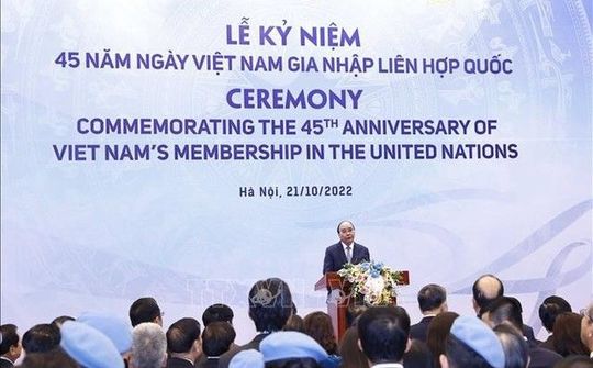 Chủ tịch nước Nguyễn Xuân Phúc và Tổng Thư ký LHQ Antonio Guterres chủ trì Lễ kỉ niệm 45 năm Việt Nam gia nhập LHQ