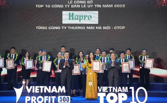 Hapro lần thứ 5 liên tiếp được vinh danh Top 10 Công ty bán lẻ uy tín