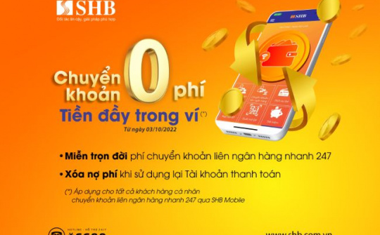 Chuyển khoản không phí – tiền đầy trong ví cùng SHB
