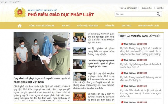Bộ Công an ra mắt Trang Thông tin điện tử phổ biến, giáo dục pháp luật