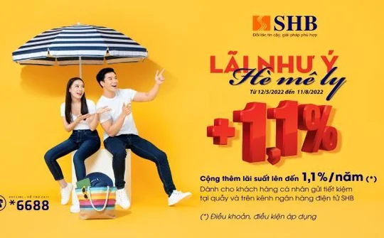SHB tặng lãi suất lên đến 1.1%/năm cho khách hàng gửi tiết kiệm