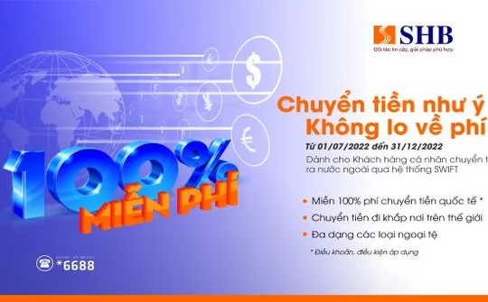 Miễn phí chuyển tiền quốc tế cùng SHB