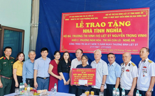 Nghệ An: Khánh thành nhà tình nghĩa tặng vợ Liệt sỹ tại Nghi Hòa, Cửa Lò