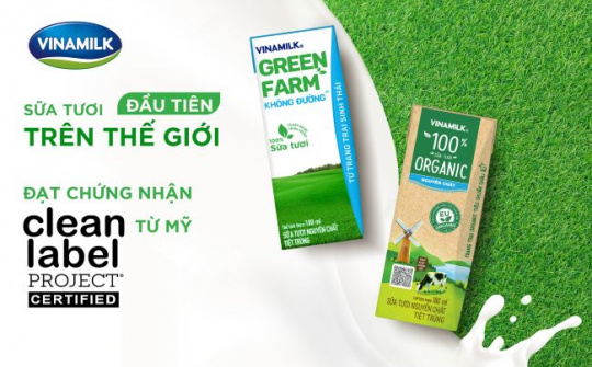 Vinamilk có các sản phẩm sữa tươi đầu tiên trên thế giới đạt chứng nhận Clean Label Project của Mỹ
