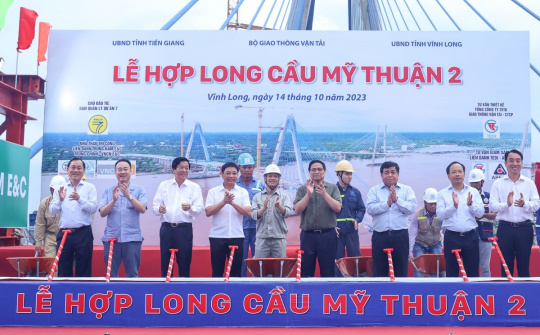 Hợp long cầu Mỹ Thuận 2 nối Tiền Giang và Vĩnh Long