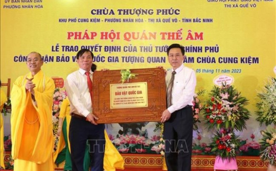 Bắc Ninh đón bằng công nhận Bảo vật quốc gia với tượng Quan Thế Âm ở chùa Cung Kiệm