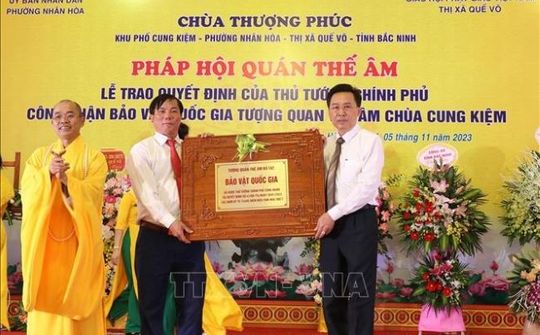 Bắc Ninh đón bằng công nhận Bảo vật quốc gia với tượng Quan Thế Âm ở chùa Cung Kiệm