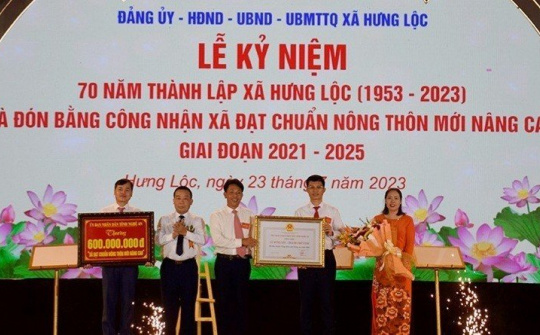 Nghệ An: Xã Hưng Lộc, TP Vinh kỷ niệm 70 năm thành lập và đón Bằng công nhận xã đạt chuẩn Nông thôn mới nâng cao