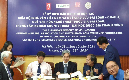 Hội Nhà văn Việt Nam ký biên bản ghi nhớ hợp tác với ba tổ chức văn học và văn hóa của Đài Loan