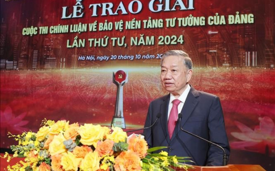Phát biểu của Tổng Bí thư Tô Lâm tại Lễ trao giải Cuộc thi chính luận về Bảo vệ nền tảng tư tưởng của Đảng lần thứ Tư, năm 2024