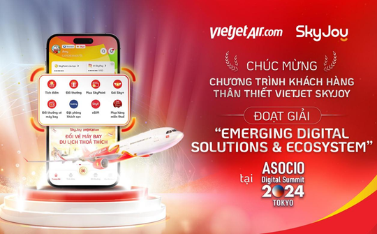 Vietjet SkyJoy được vinh danh tại ASOCIO DX Award 2024, tôn vinh sự đổi mới sáng tạo trong trải nghiệm Hội viên