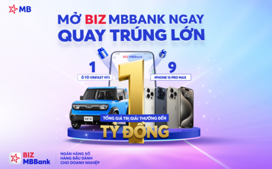 Cơ hội vàng cho doanh nghiệp SME: Mở tài khoản BIZ MBBank, rinh xe hơi Vinfast VF3 và iPhone 15 Pro Max