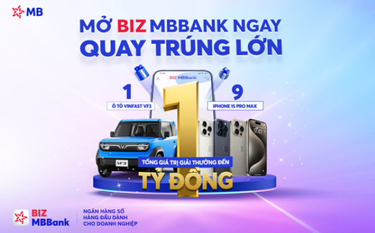 Cơ hội vàng cho doanh nghiệp SME: Mở tài khoản BIZ MBBank, rinh xe hơi Vinfast VF3 và iPhone 15 Pro Max