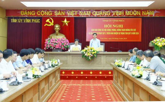 Vĩnh Phúc: Tổ chức Hội nghị giao ban công tác nội chính quý I và triển khai nhiệm vụ quý II/2024