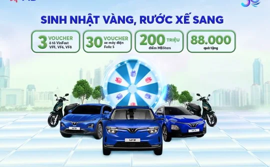 MB triển khai chương trình gửi tiền “Sinh nhật vàng – Rước xế sang”, trị giá lên đến 12 tỷ đồng