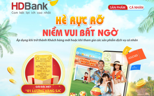 HDBank thưởng vàng SJC cho khách hàng sử dụng dịch vụ