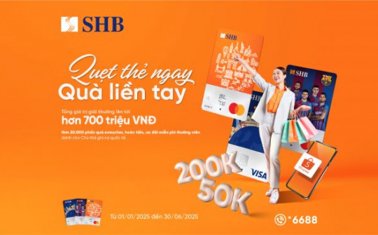 Hàng ngàn phần quà hấp dẫn dành tặng chủ thẻ ghi nợ quốc tế SHB đầu năm mới