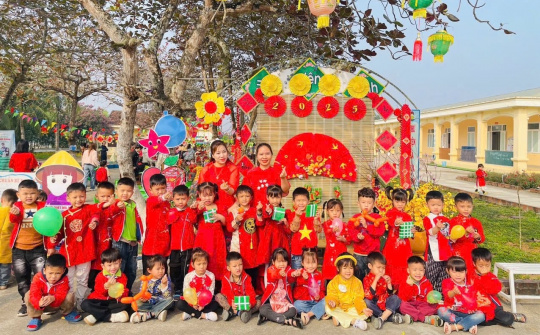 Trường Mầm non Nghĩa Lộc, Nghệ An: Lưu giữ nét truyền thống văn hóa hội chợ “Xuân yêu thương”