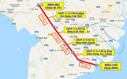 Hoàn thành cao tốc Châu Đốc – Cần Thơ – Sóc Trăng vào tháng 6/2026