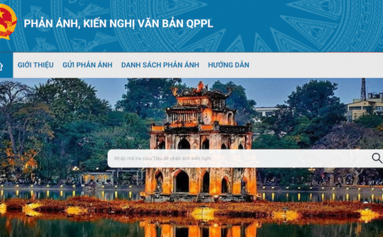 Triển khai Hệ thống thông tin tiếp nhận, xử lý phản ánh, kiến nghị về văn bản quy phạm pháp luật