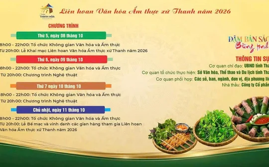 Liên hoan Văn hóa Ẩm thực Xứ Thanh 2026: Đậm bản sắc, bừng tinh hoa