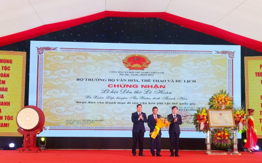 Thanh Hoá: Đón nhận Di sản văn hóa phi vật thể quốc gia Lễ hội đền thờ Lê Hoàn