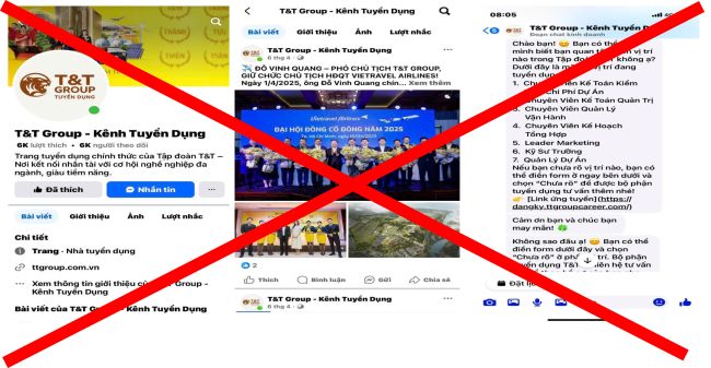 Cảnh giác trước chiêu trò mạo danh T&T Group trên mạng xã hội để lừa đảo, chiếm đoạt tài sản