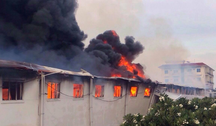 Cháy lớn tại khu vực nhà xưởng sản xuất sợi ở Bình Phước 