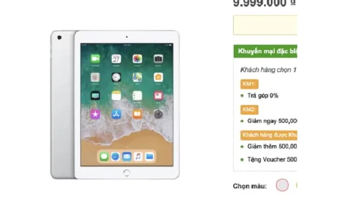 iPad 2018 bắt đầu bán chính hãng tại Việt Nam, giá từ 9,99 triệu đồng